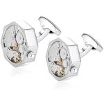 Silver Honey Bear Men's Cufflinks with Watch Movement