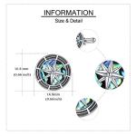 Compass Silver Cufflinks with Abalone Inlay