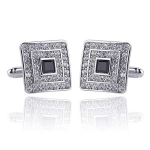 Black and Silver Concentric Diamond Cufflinks
