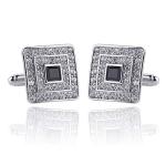 Black and Silver Concentric Diamond Cufflinks