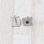 Black and Silver Concentric Diamond Cufflinks