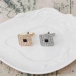 Black and Silver Concentric Diamond Cufflinks