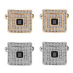 Black and Silver Concentric Diamond Cufflinks