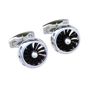 Jet Propeller Airplane Silver Cufflinks Gift Set