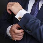 Stylish Silver Cufflinks with Gold Diamond Accents