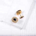 Stylish Silver Cufflinks with Gold Diamond Accents