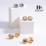 Stylish Silver Cufflinks with Gold Diamond Accents