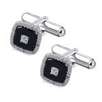 Sterling Silver Square Cufflinks with Cubic Zirconia
