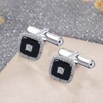 Sterling Silver Square Cufflinks with Cubic Zirconia