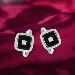 Sterling Silver Square Cufflinks with Cubic Zirconia