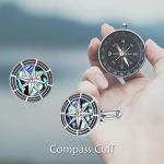 Compass Silver Cufflinks with Abalone Inlay