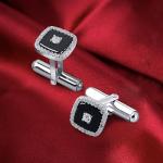 Sterling Silver Square Cufflinks with Cubic Zirconia