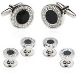Black Onyx Silver Cufflinks and Studs Gift Set