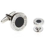 Black Onyx Silver Cufflinks and Studs Gift Set
