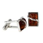 Sterling Silver Baltic Honey Amber Cufflinks
