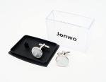 Jonwo Silver Round Mother of Pearl Cufflinks