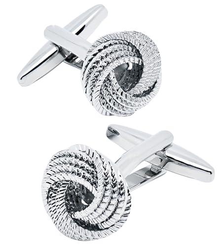 Twist Knot Silver Cufflinks in Gift Case