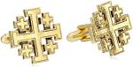 Jerusalem Cross Round Silver Cufflinks