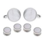 Sterling Silver Mother of Pearl Tuxedo Cufflinks Set