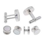 Sterling Silver Mother of Pearl Tuxedo Cufflinks Set