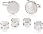 Sterling Silver Mother of Pearl Tuxedo Cufflinks Set