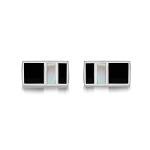 Tuscany Silver Men's Onyx and Mother of Pearl Cufflinks