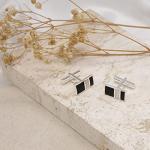 Tuscany Silver Men's Onyx and Mother of Pearl Cufflinks