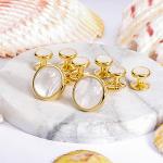 HAWSON Silver Mother of Pearl Cufflinks and Studs Set