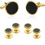 Stylish Black Onyx Gold Tuxedo Cufflinks Set
