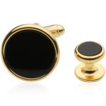 Stylish Black Onyx Gold Tuxedo Cufflinks Set