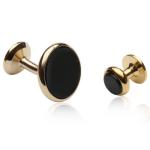 Men's Silver Cufflinks with Black Onyx Accents