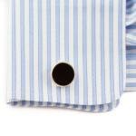 Men's Silver Cufflinks with Black Onyx Accents