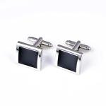 Jonwo Silver Black Square Men's Cufflinks Gift Box