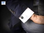 Men's Silver Cufflinks with Black Onyx Accents