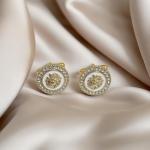 Elegant Silver Lion Head Cufflinks with Rhinestones
