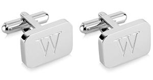 Personalized Silver Initial Engraved Cufflinks Gift Box
