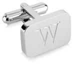 Personalized Silver Initial Engraved Cufflinks Gift Box