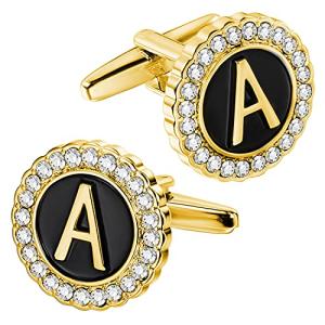 Personalized Silver Initial Cufflinks with Crystal Accents
