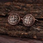 Vintage Rose Gold Enamel Carbon Fiber Cufflinks Set
