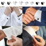 Silver and Black Striped Cufflinks for Men