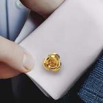 Rose Gold Flower Cufflinks in Gift Box