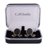 Onyx and Gold Ribbed Cufflink Set