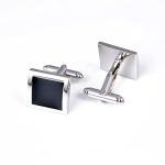 Jonwo Silver Black Square Men's Cufflinks Gift Box