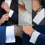 12 Pairs Classic Silver Black Gold Striped Cufflinks