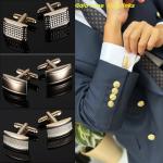 12 Pairs Classic Silver Black Gold Striped Cufflinks