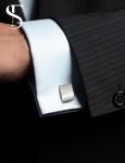 FIBO STEEL Silver Cufflinks for Tuxedos and Events