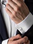 FIBO STEEL Silver Cufflinks for Tuxedos and Events