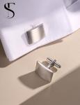 FIBO STEEL Silver Cufflinks for Tuxedos and Events