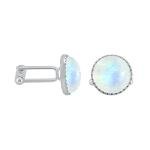 Moonstone Silver Cufflinks - Round White Gemstone