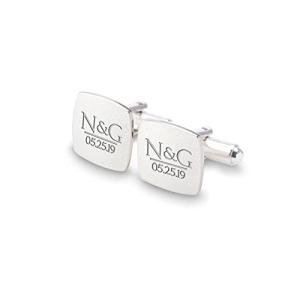 Custom Sterling Silver Wedding Cufflinks with Initials